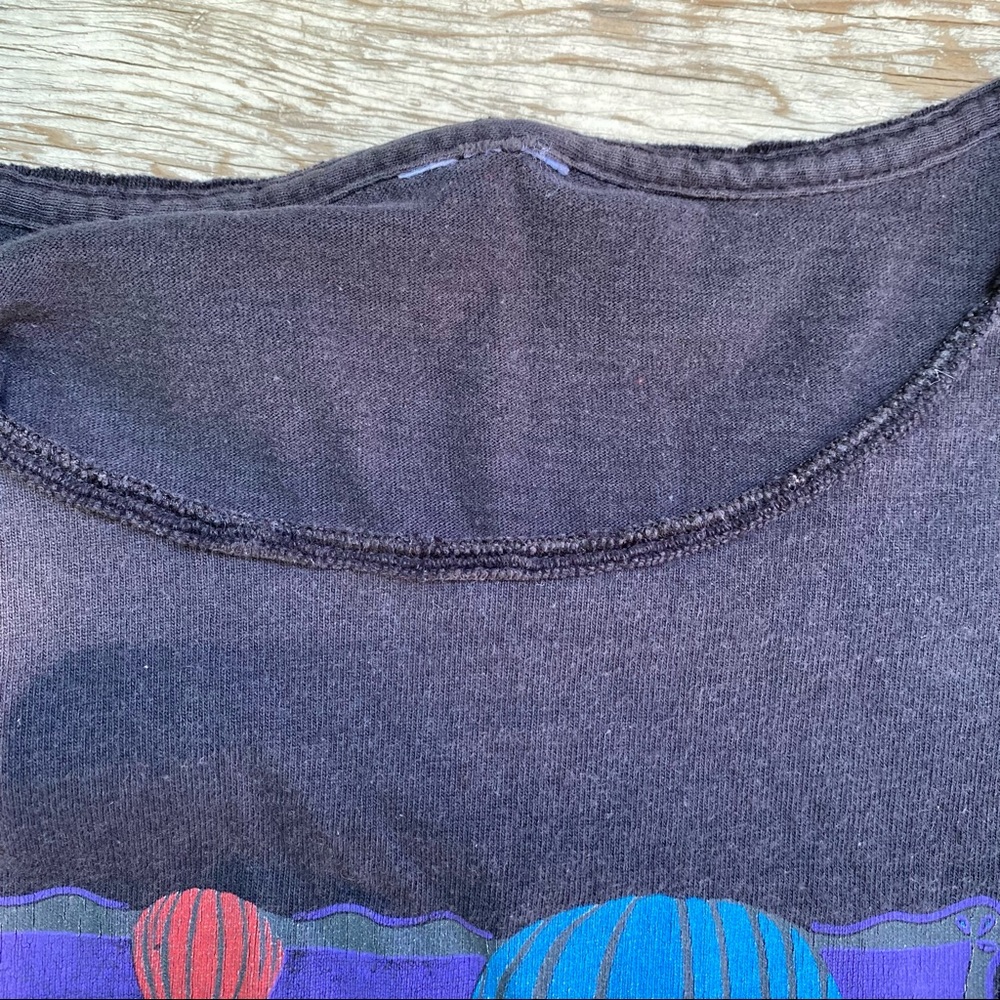 Vintage black hot air balloon crop top tee with fringe, size large - Picture 8 of 9